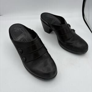 Dansko Mule Clogs Womens Size EU 40 US 9 Blake Black Leather Slip On‎ Heel B2